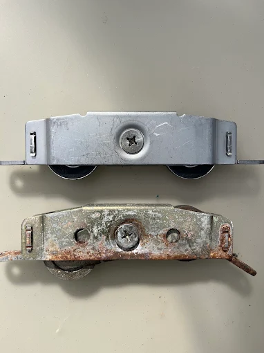 Sliding door handle and lock hardware parts