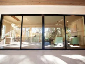 Sliding door handle and lock installed