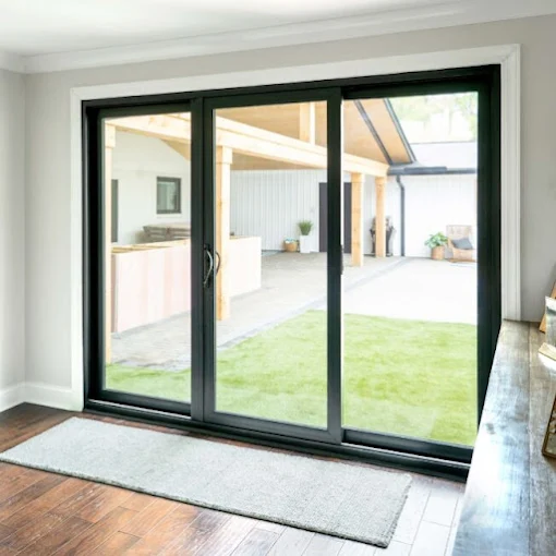 Modern sliding glass door installed in a Florida home
