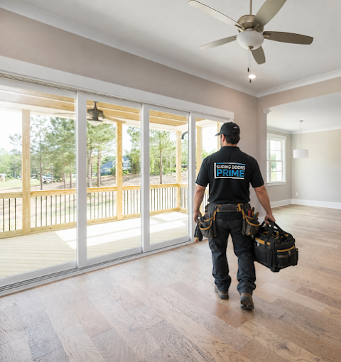 Sliding Doors Prime technician arriving for an installation